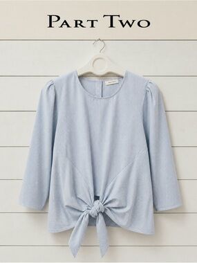 PART TWO – Blue Striped Tie-Front Blouse Size 36